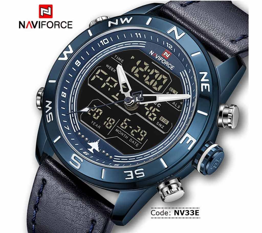 NAVIFORCE 9144 Mens Watches Led Military Sports Casual Analog Quartz Watch Month Of Month And Week Display Wrist Watches Waterproof