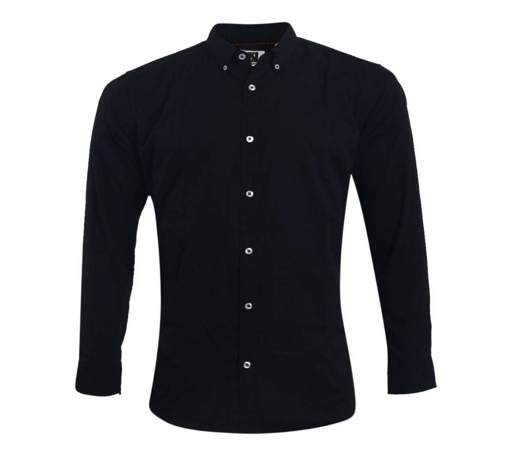 Black Solid Color Full Sleeve shirts for Men