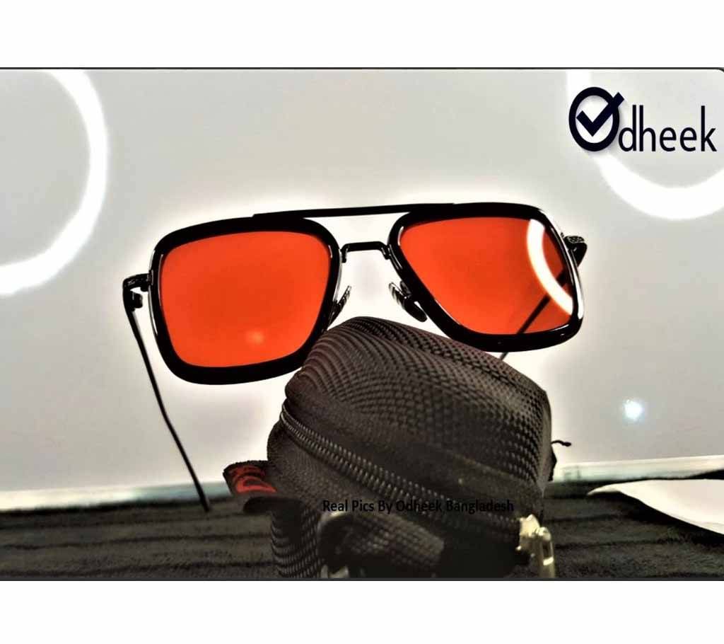Tony Stark Ironman Sunglass Silver Frame Red Lens