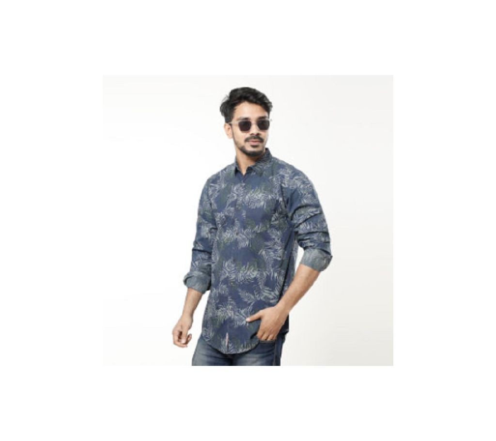Multicolor Long Sleeve wash denim Printed Casual Shirt for Men  