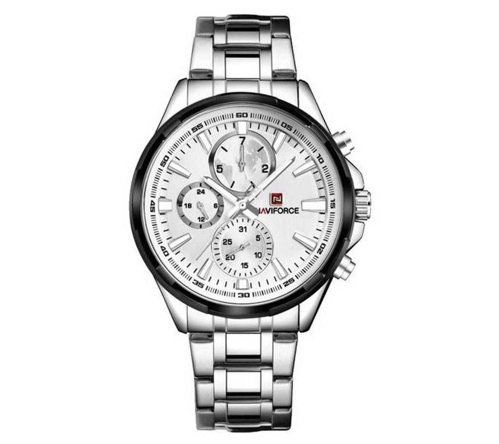 NAVIFORCE 9089 Wristwatch - White & Silver