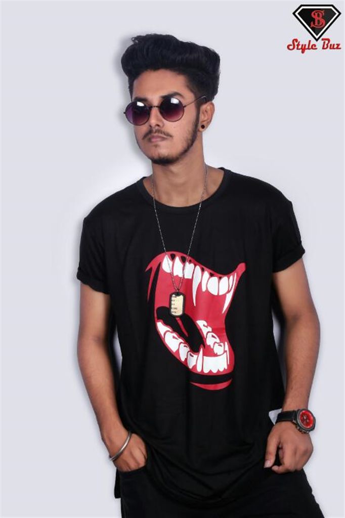 Teeth black printed half sleeve t-shirt