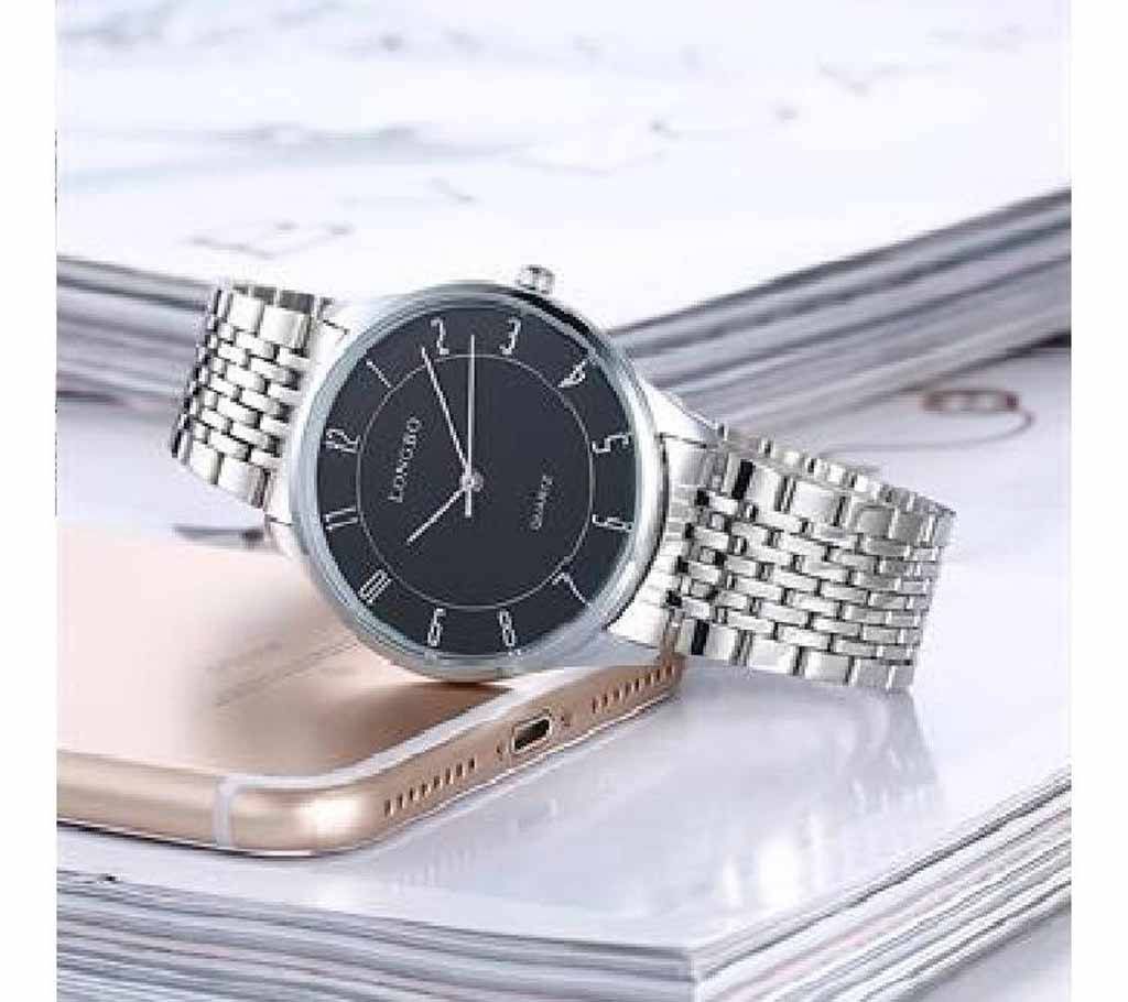 LONGBO Black & Silver Watch For Men