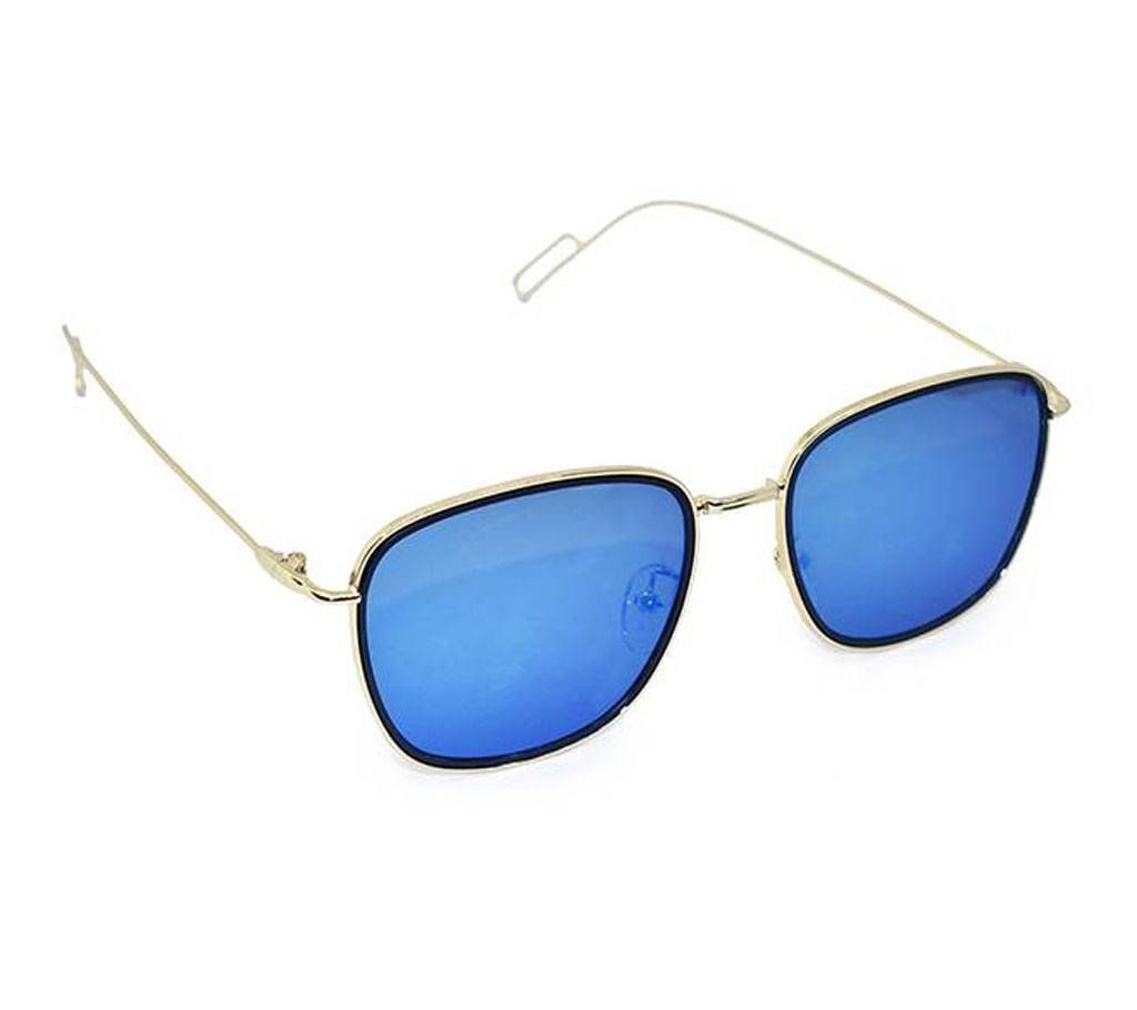 Golden Metal Frame Blue Sunglass for Men