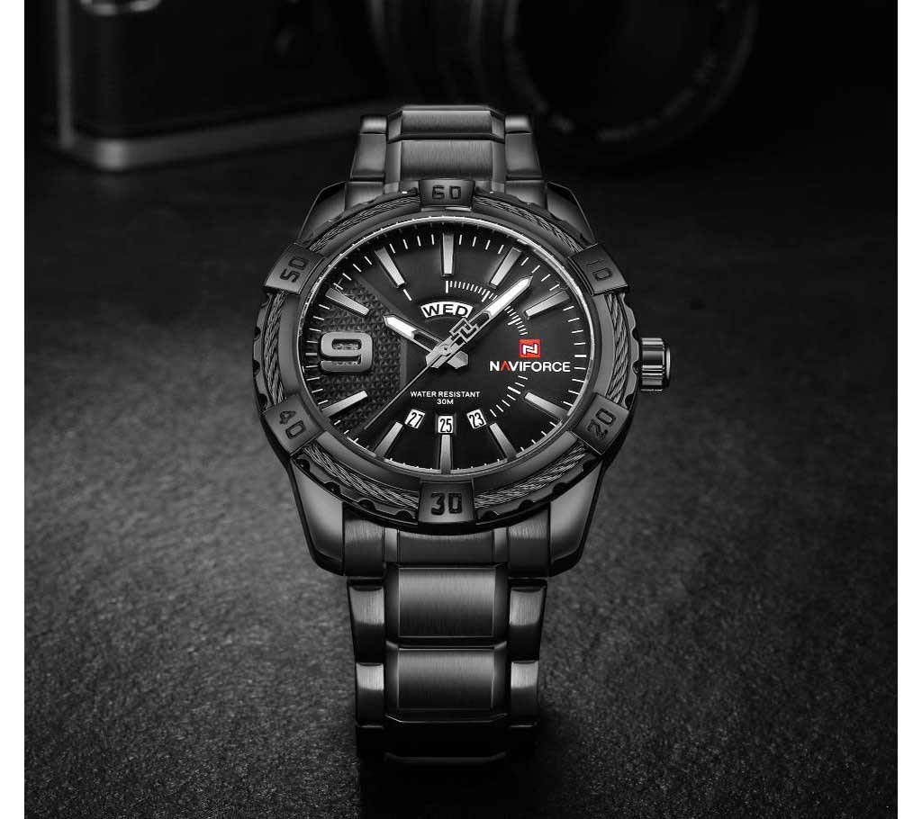 Naviforce Devil's Black Day & Date Gents Metal WristWatch