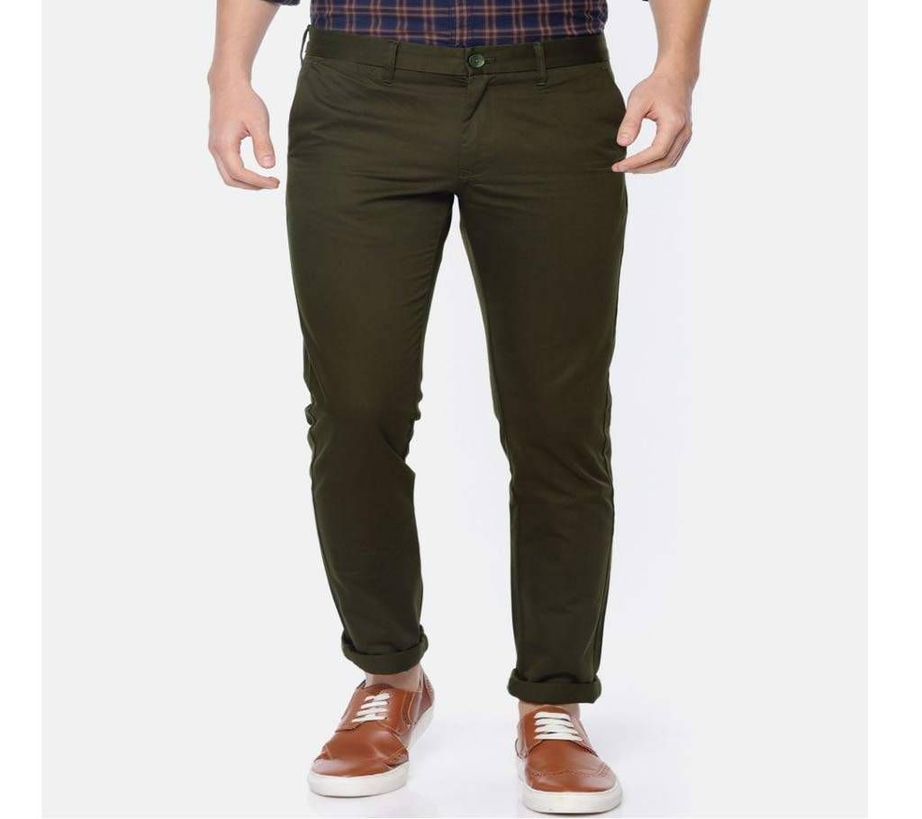 Dark Army Olive Narrow Gabardine Pant