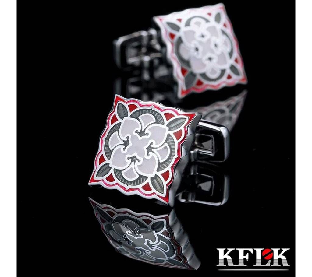 KFLK Red enamel Square shirt cufflinks for mens