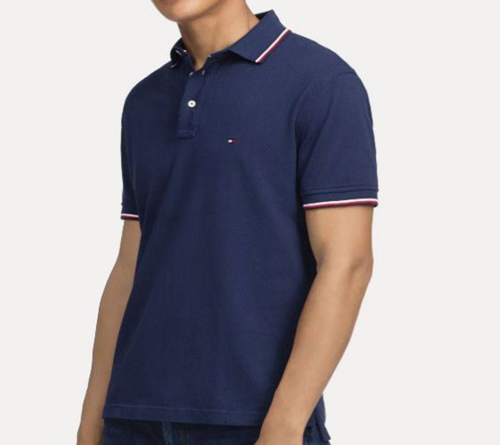 Black Cotton Polo Shirt For Mans