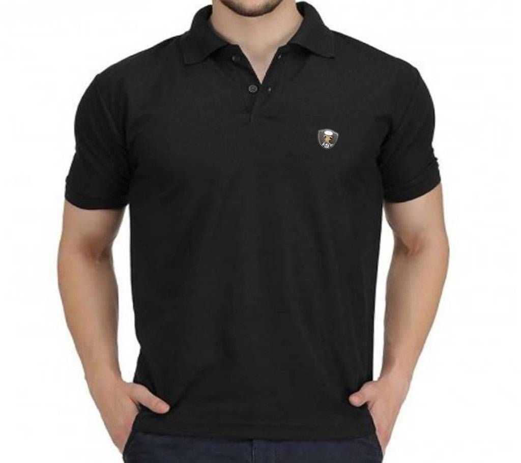 Black Mens Polo Cotton Shirt