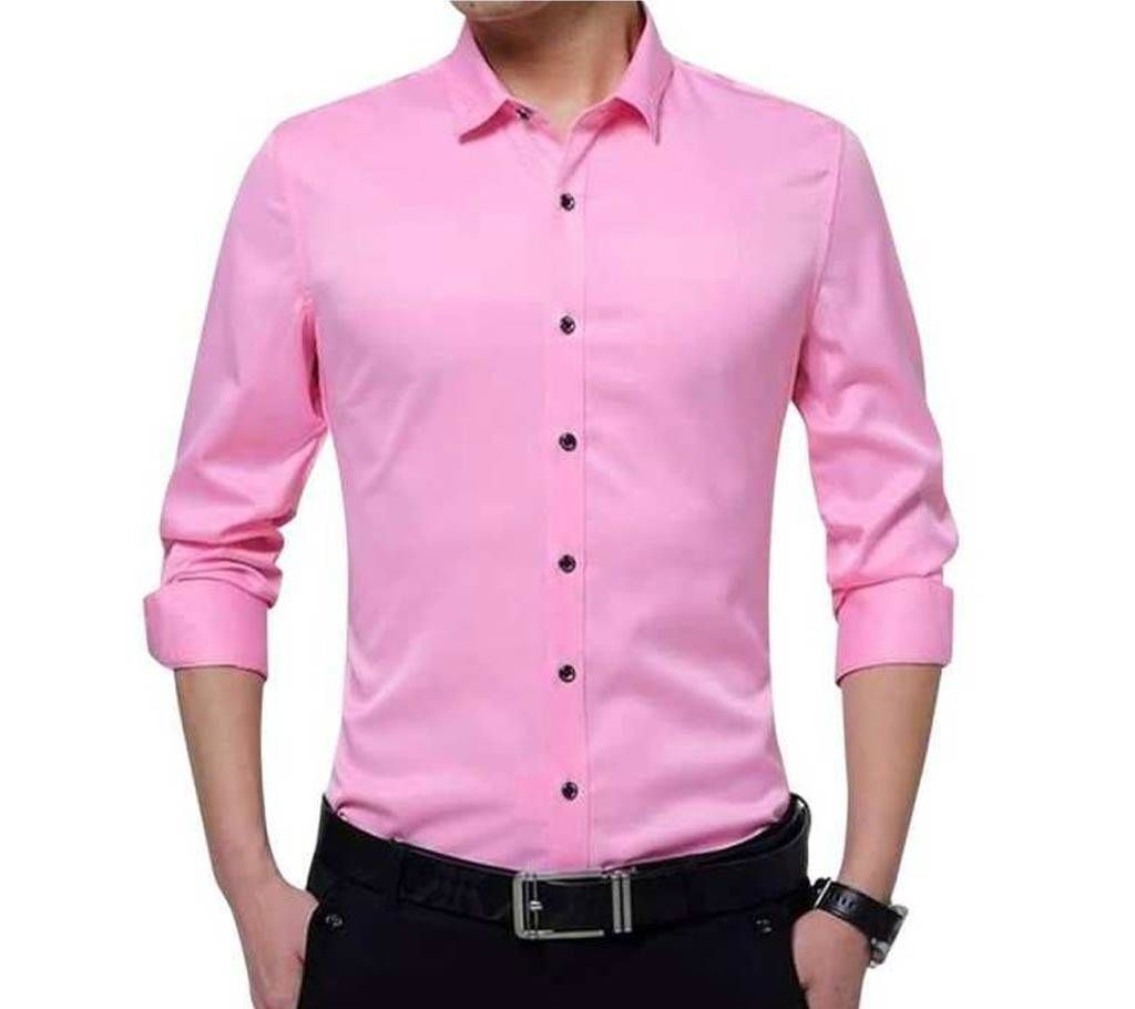 Pink Long Sleeve Casual Shirt for Men - 8