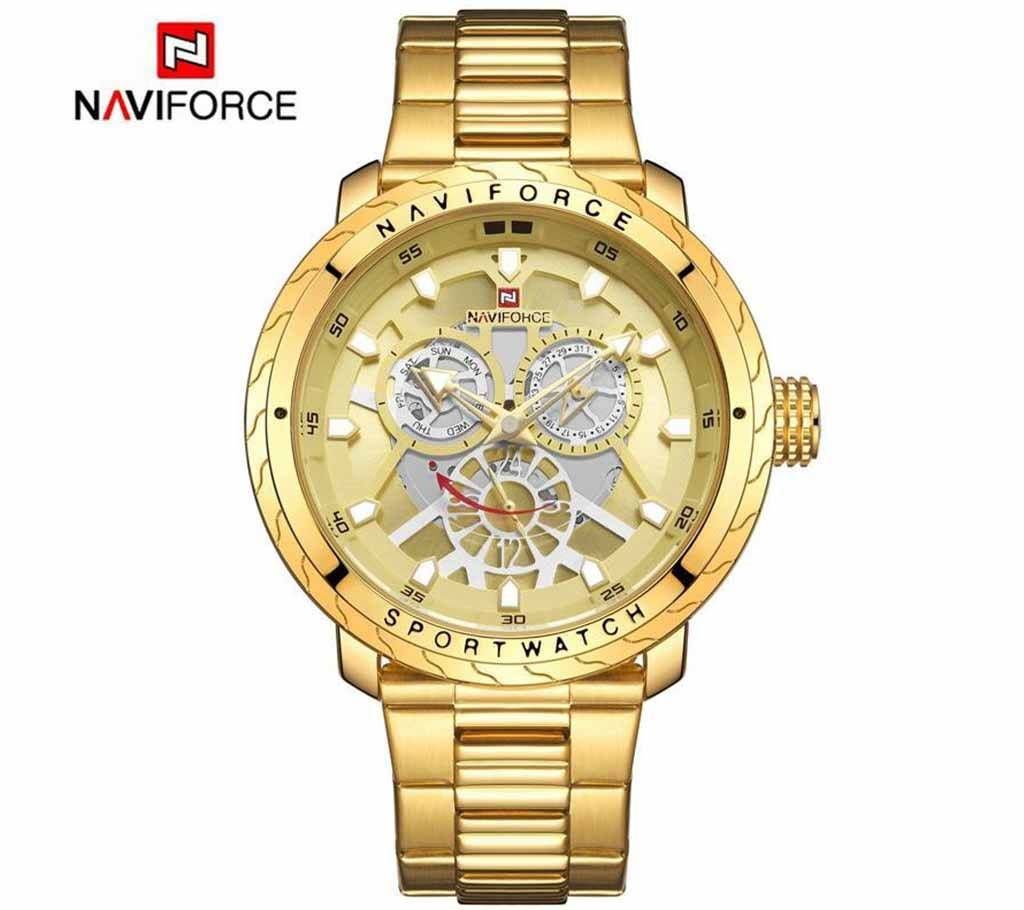 NAVIFORCE NF9158 Golden Stainless Steel Chronograph Watch For Men - Golden
