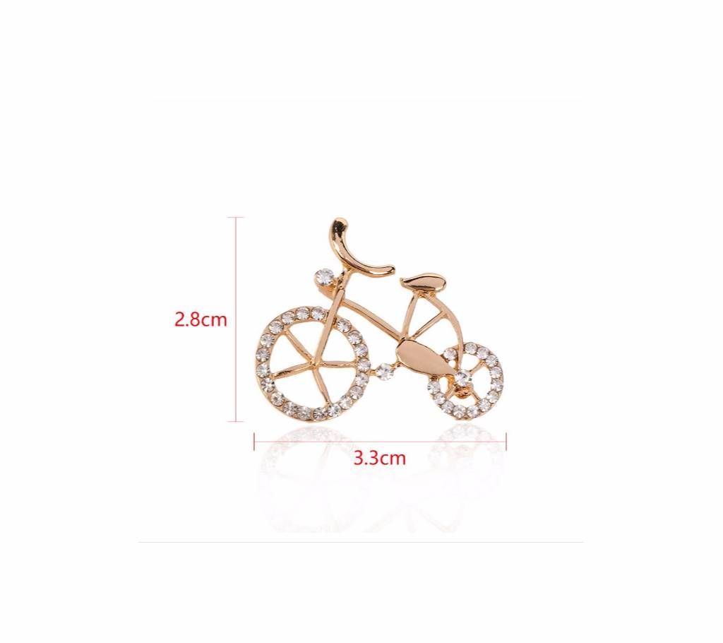 Men Rhinestone Bike Shape Crystal Brooch Pin