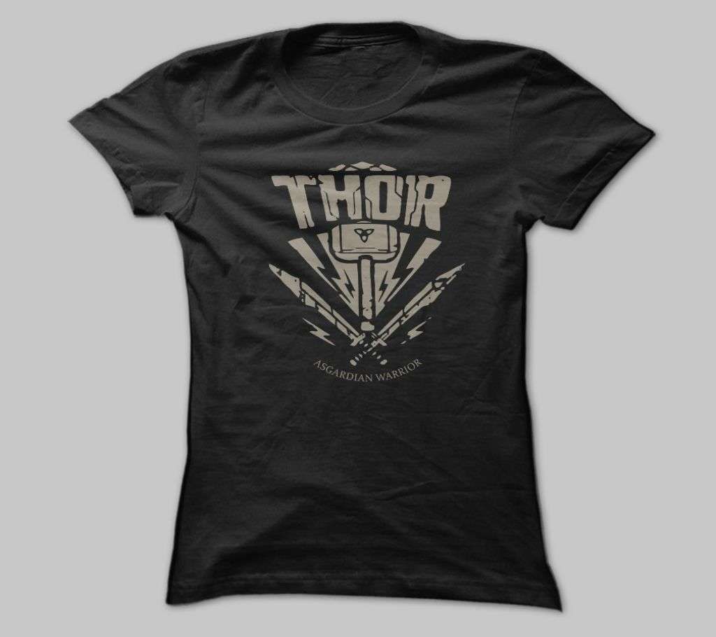 THOR BLACK COTTON  TSHIRT FOR MEN