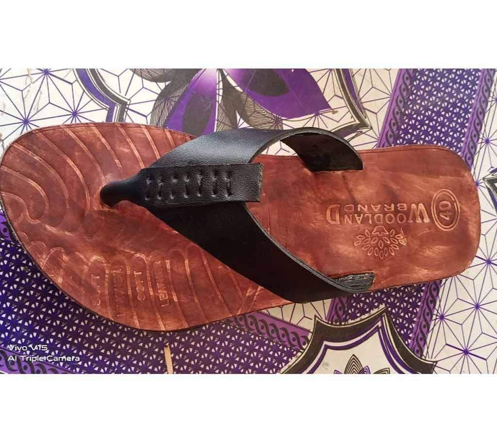 Mens Casual Leather Sandals-Brown And Black 