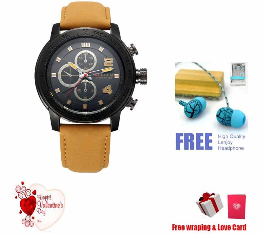 Curren Watches  with free lenjoy Headphone