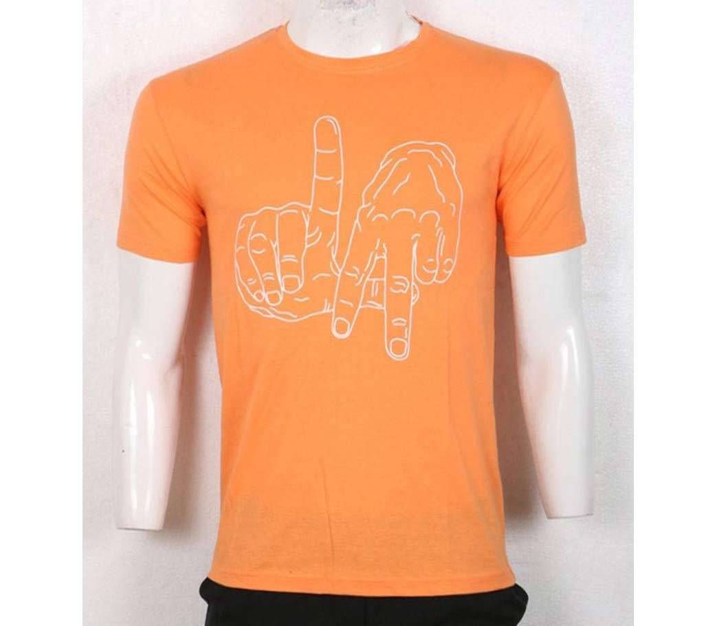 Orange Finger Symbol Cotton T-Shirt