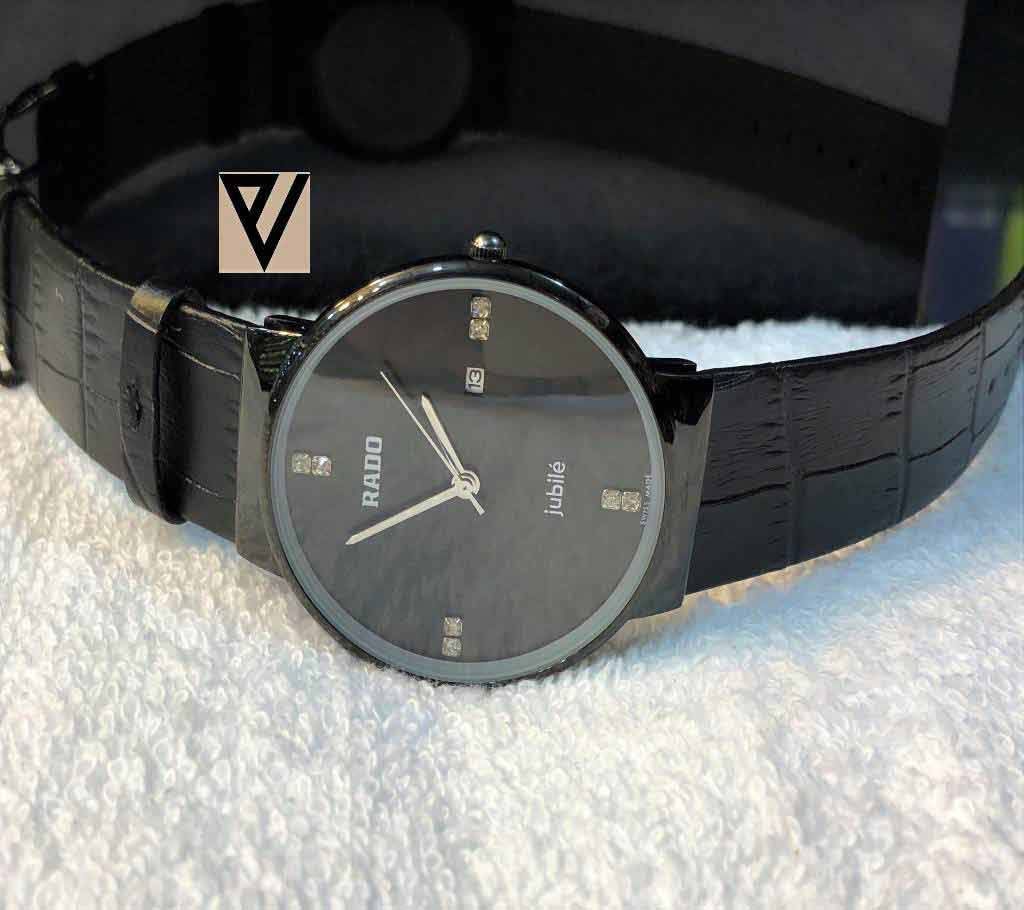 Rado Gents Black Leather Wristwatch (Copy)