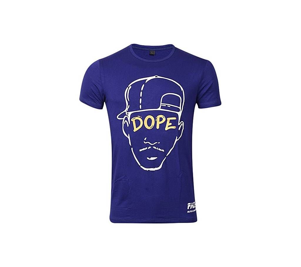 Royal Blue Cotton Short Sleeves T-Shirt for Men