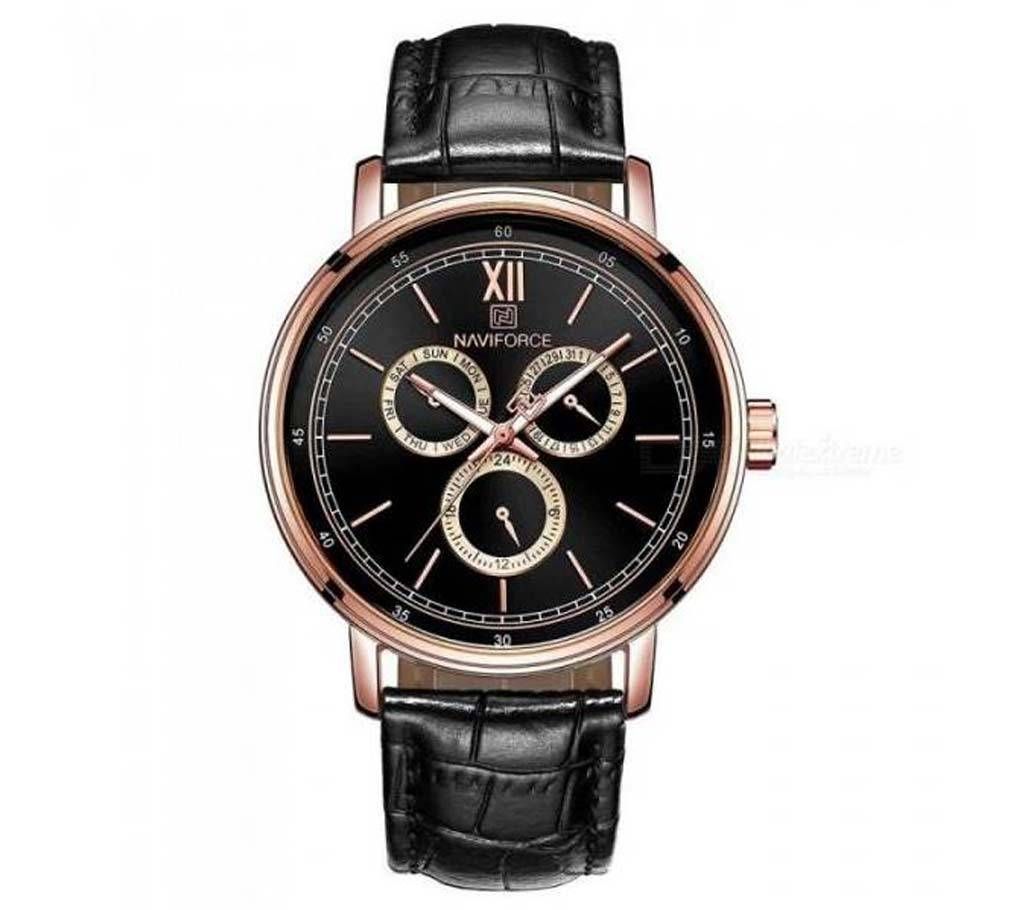 NF3002 ROSE GOLD PU LEATHER Chronometer Watch for Men