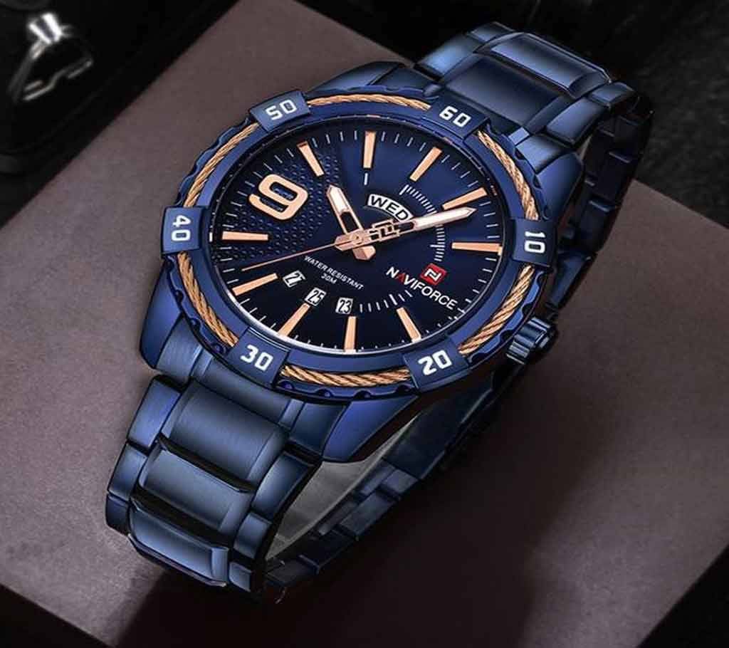 Naviforce Royal Blue Stainless Steel Analog Watch for Men