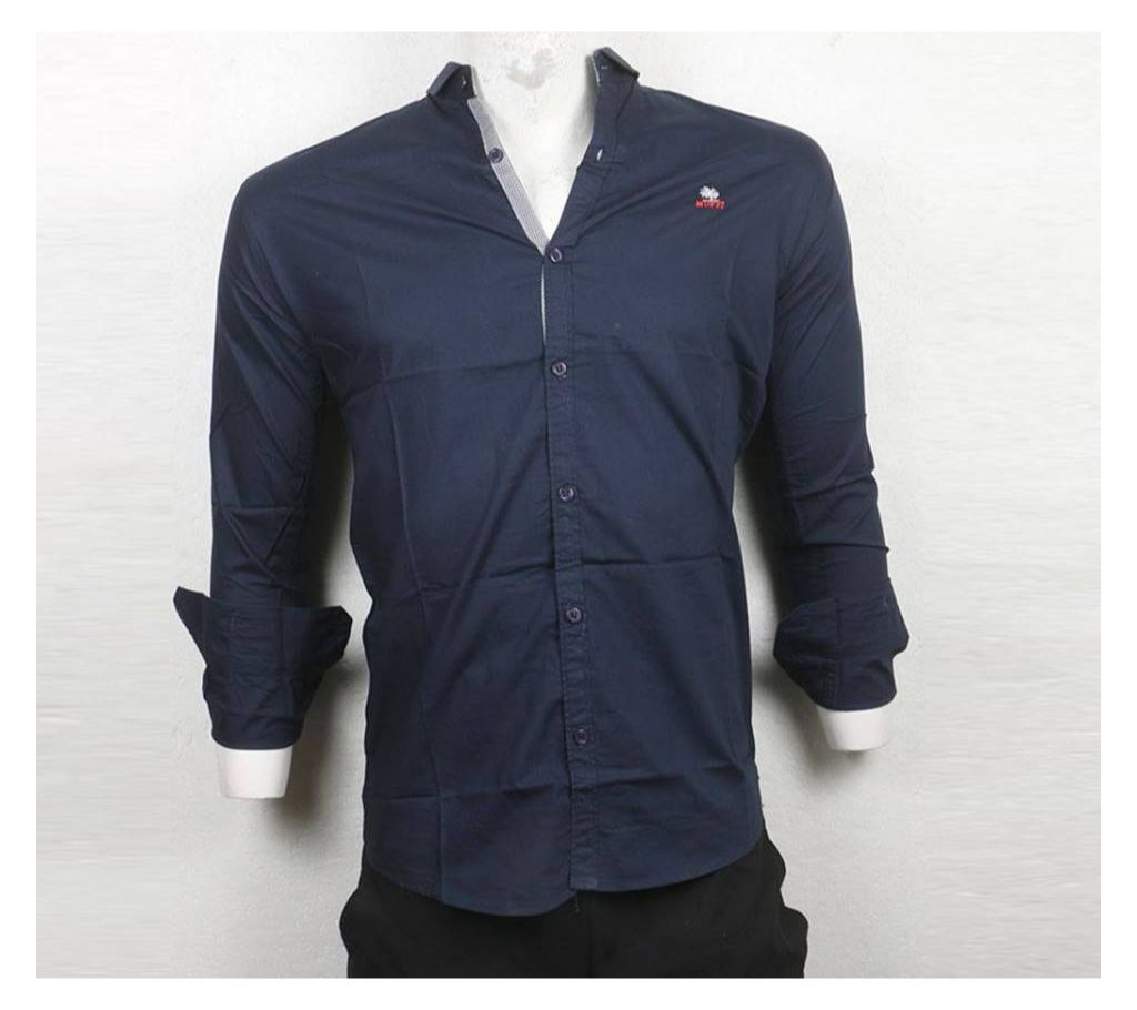 Navy Blue Cotton Shirt for Men