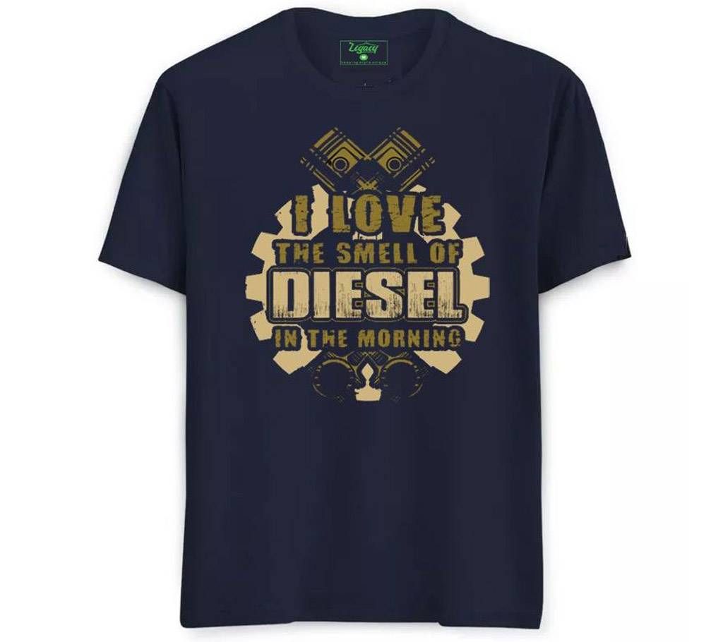 I Love to Smell Diesel Text Design Summer Navy Blue T-shirt