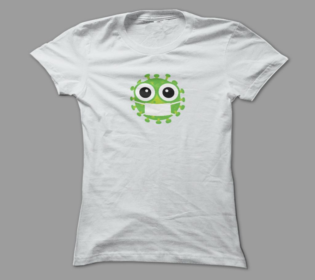 Safe Green Virus White Polyester T-Shirt