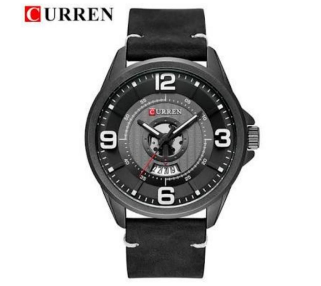 Current Leather Wrist Watch Black