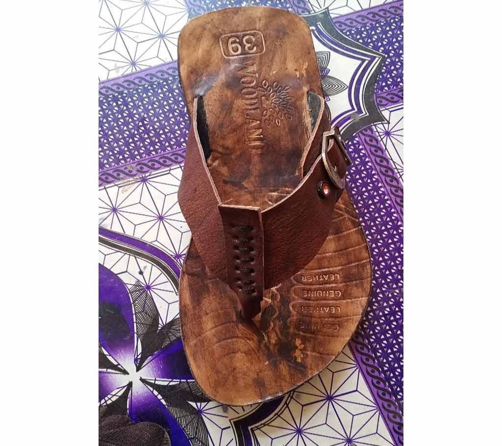 Mens Casual Leather Sandals-Brown 