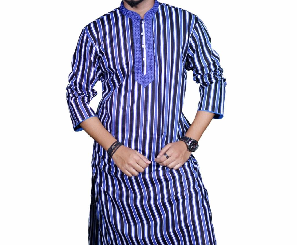 Mens Black Stripe Cotton Panjabi