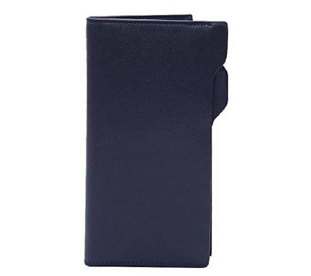 Navy Blue Artificial Leather Long Shaped Wallet