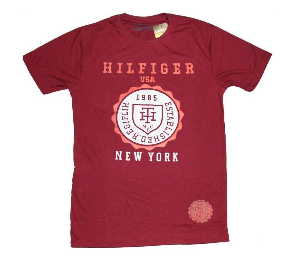 Mens Marron Color Cotton Short Sleeve Tshirt