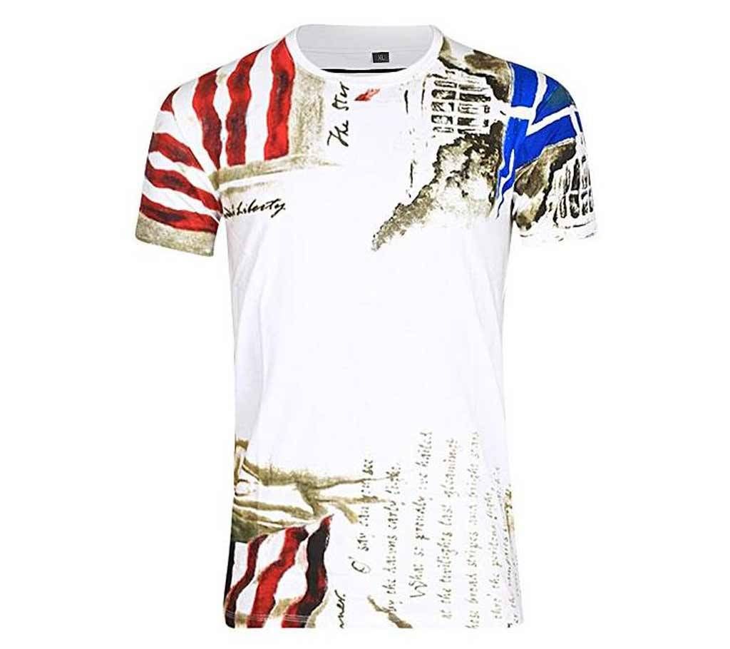 Multicolor Cotton Short Sleeve T-Shirt for Men