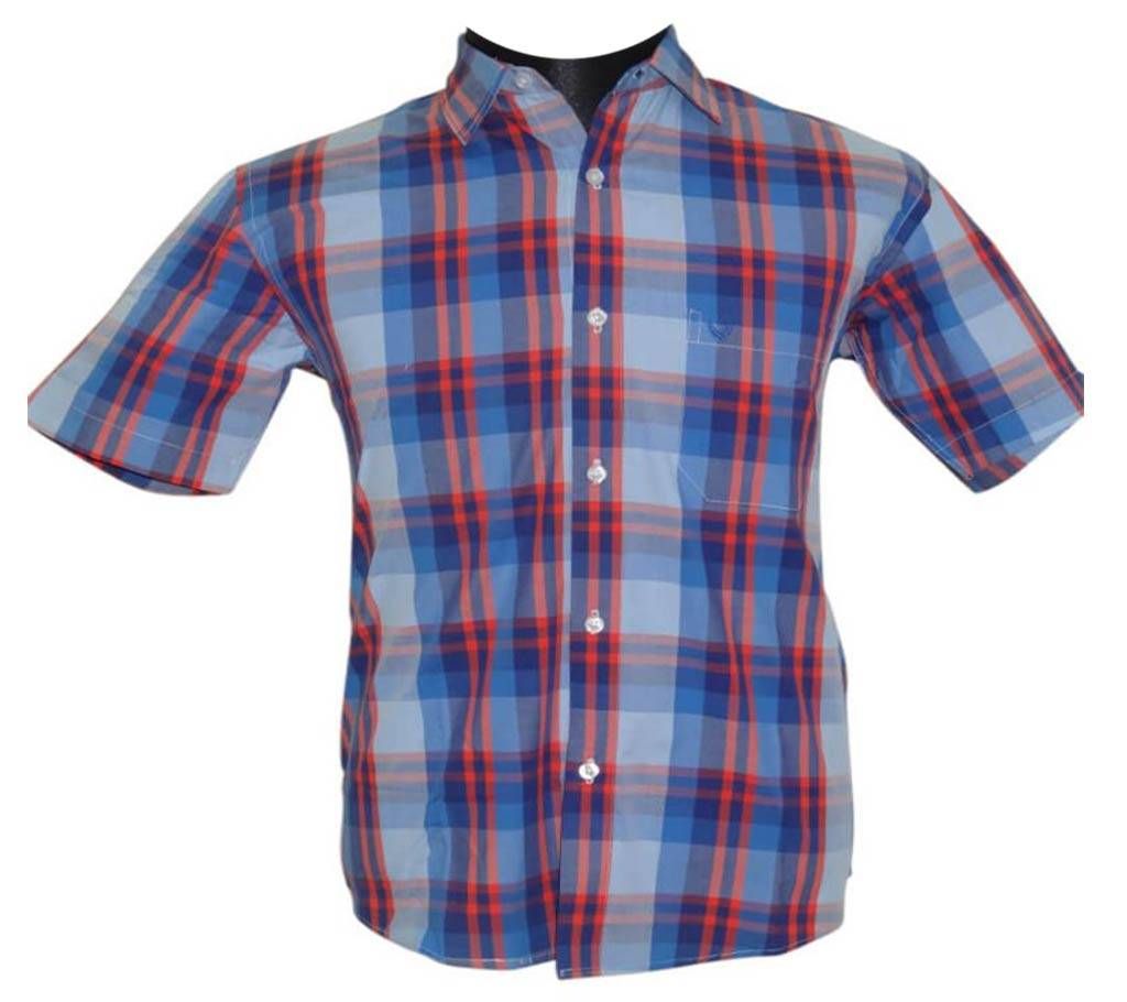 Blue Red Tartan Check Shirt
