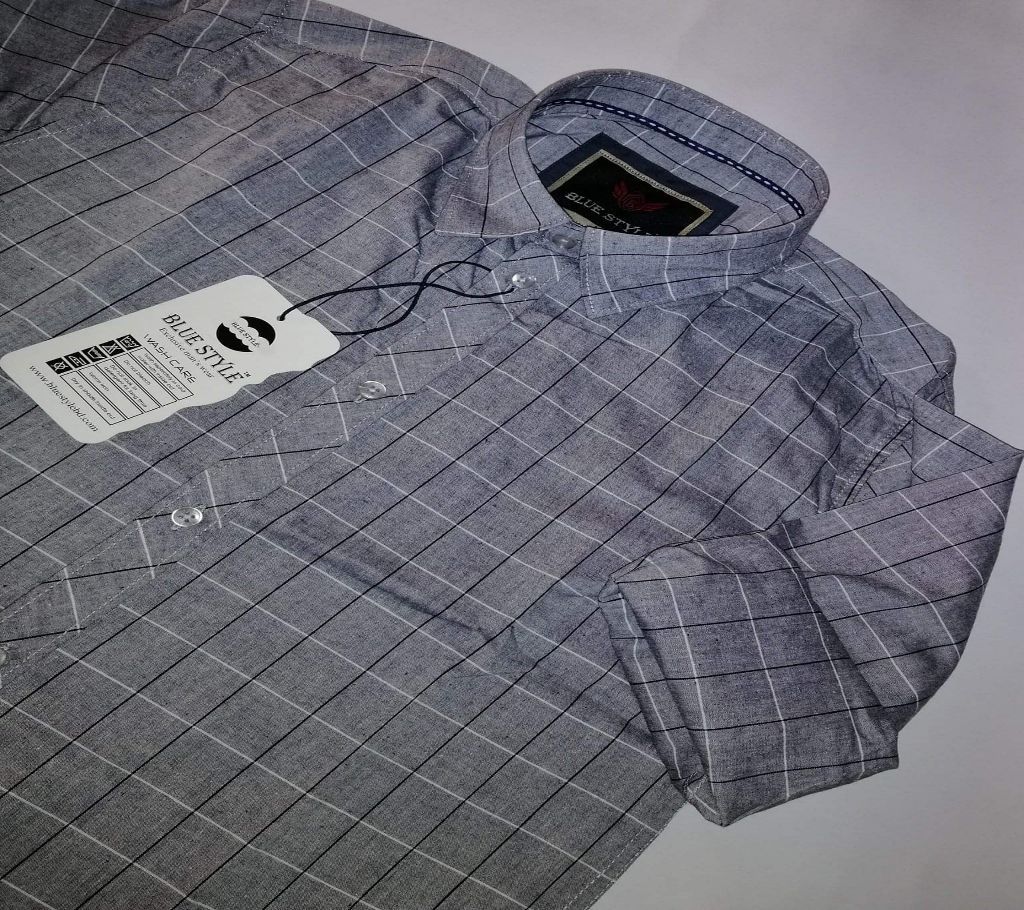 Light Gray Check Shirt for Men