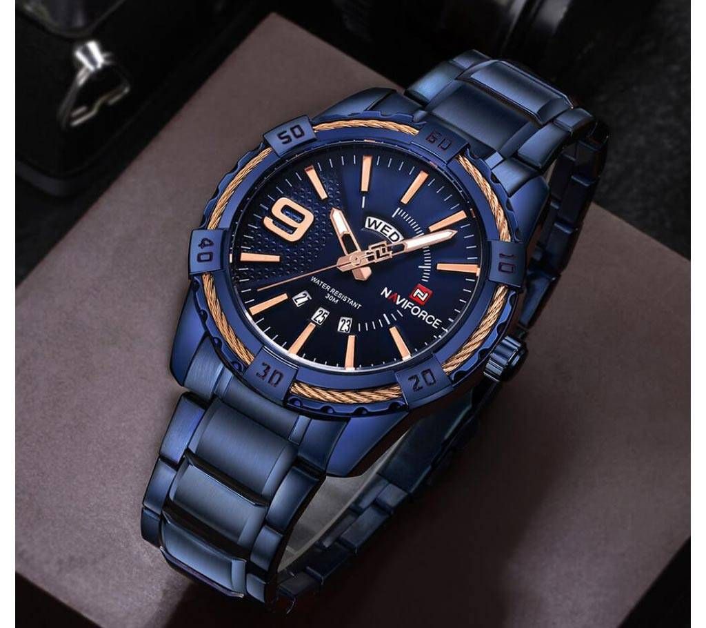 NAVIFORCE NF9117S - Stainless Steel Analog Watch for Men - Blue (ORIGINAL BOX)