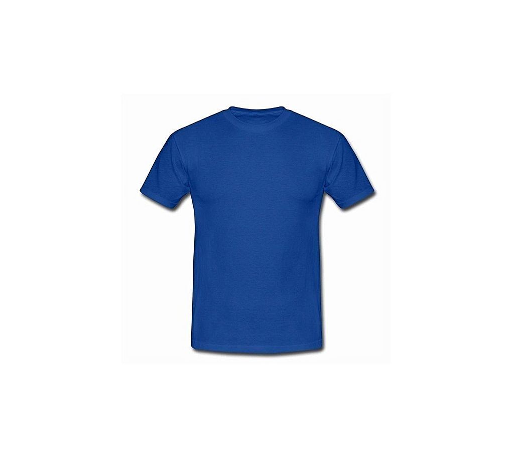 Blue Solid Round neck T Shirt