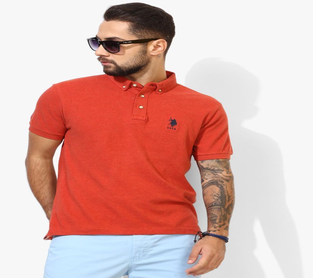Red Solid Regular Fit Polo T-Shirt