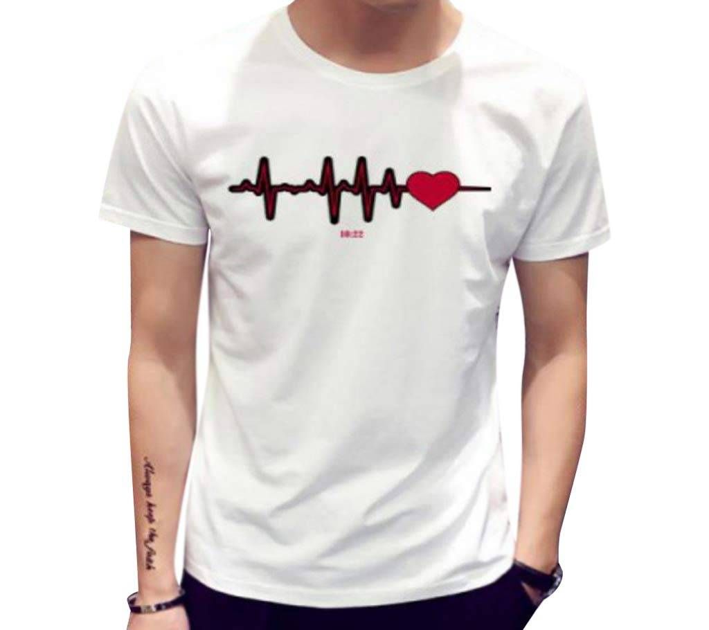 Heart Beat Mens Half Sleeve Cotton Round neck  t-shirt