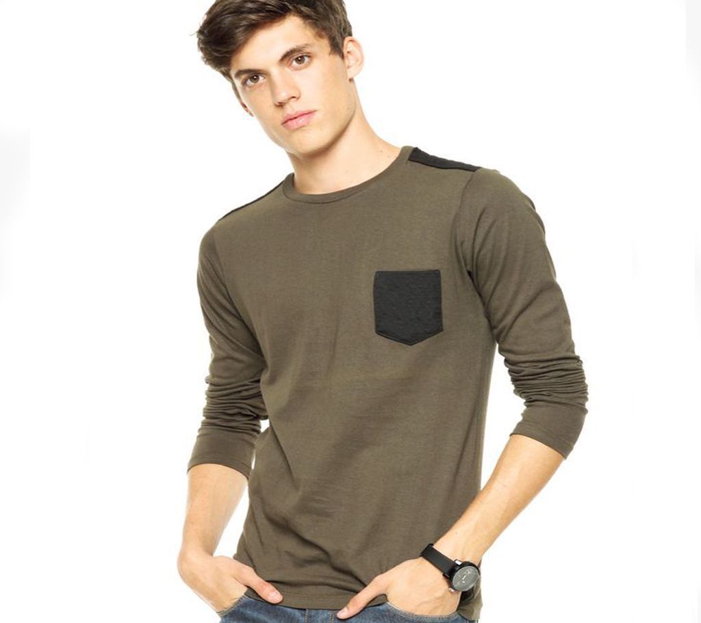 Olive  Style Full Sleeve T-shirt for man