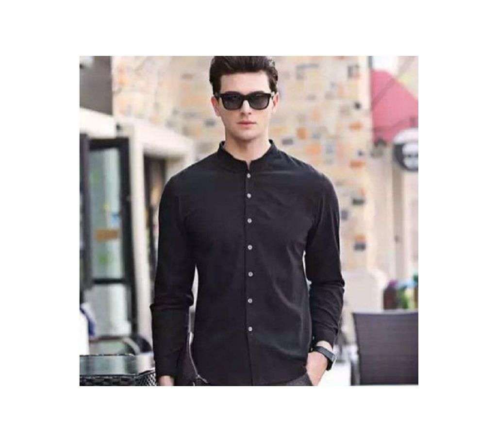 Black Long Sleeve Casual Shirt For Men-10