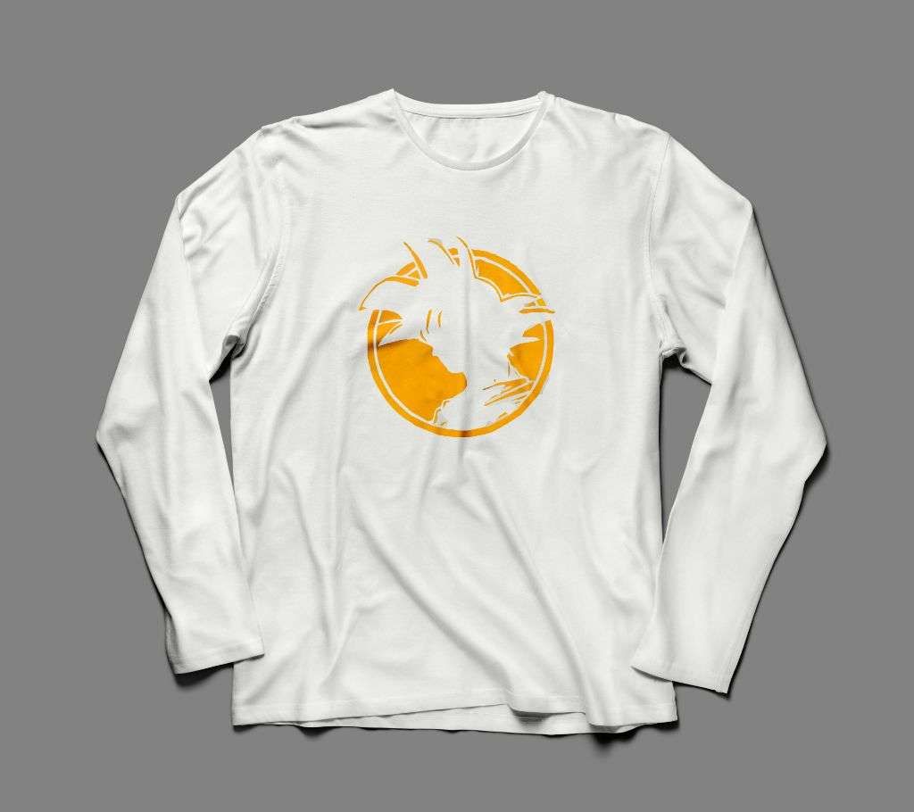 ANGRY GOKU LONG SLEEVE WHITE  COTTON TSHIRT FOR MEN