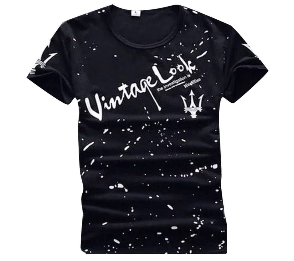 Half Sleeve Balck T Shirt for Men 