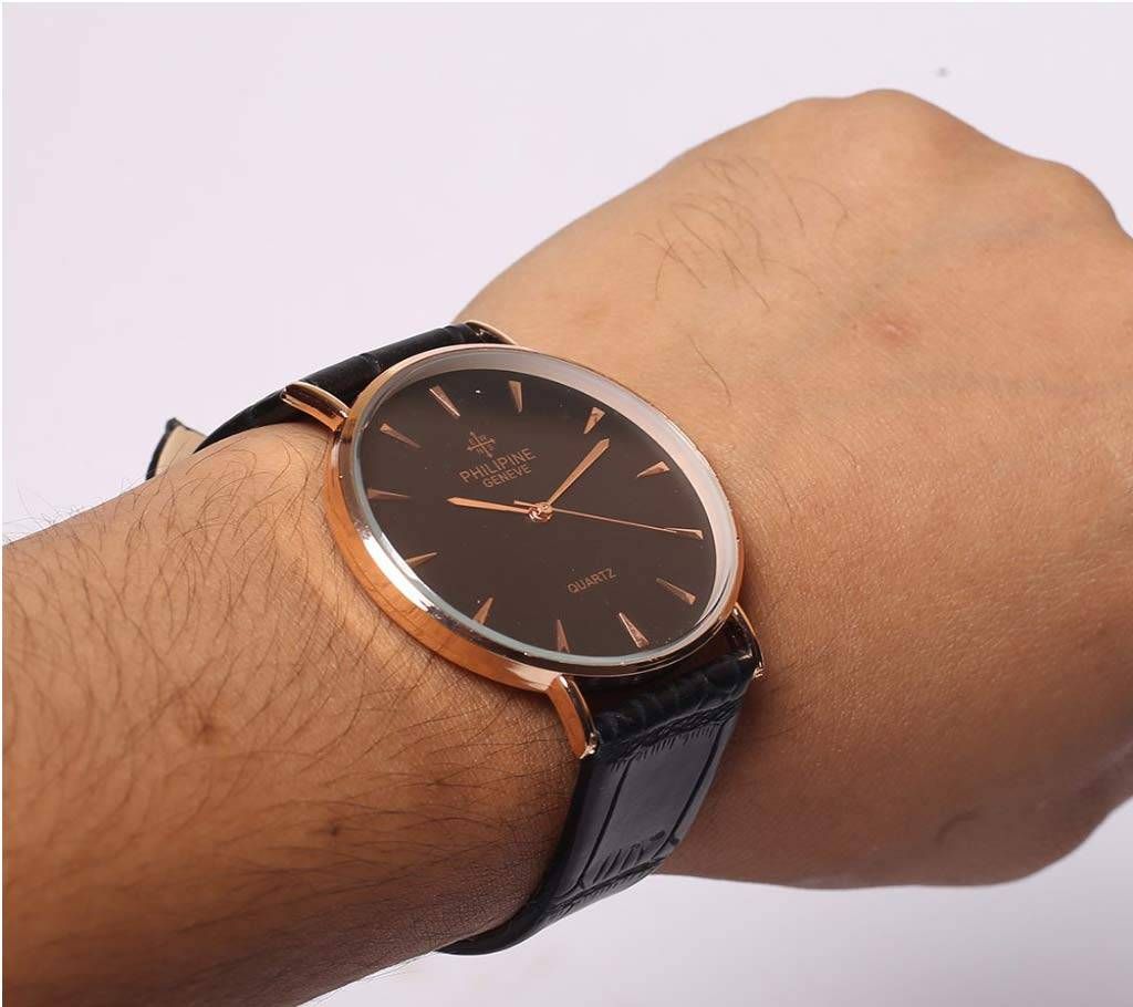 Black dial analog watch for men