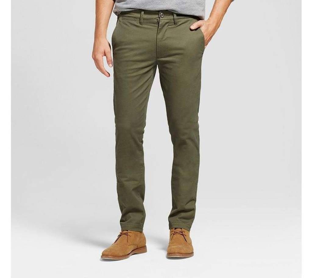 Army Olive Slim Fit Gabardine Pant