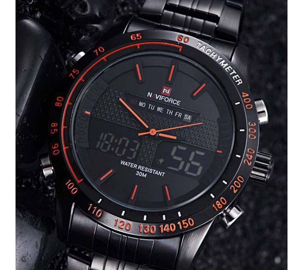 NAVIFORC 9050 Luxury Brand Black Stainless Steel LED