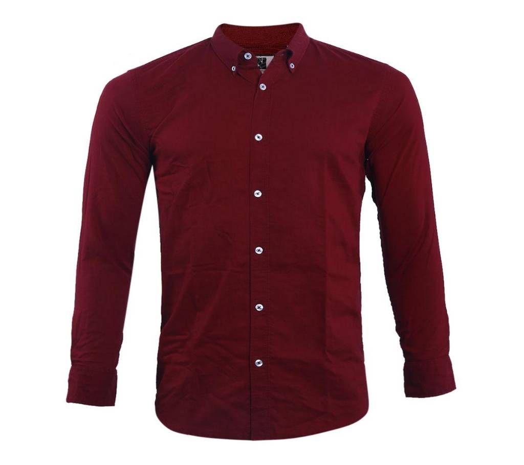 Maroon Solid Color Full Sleeve shirts for Men