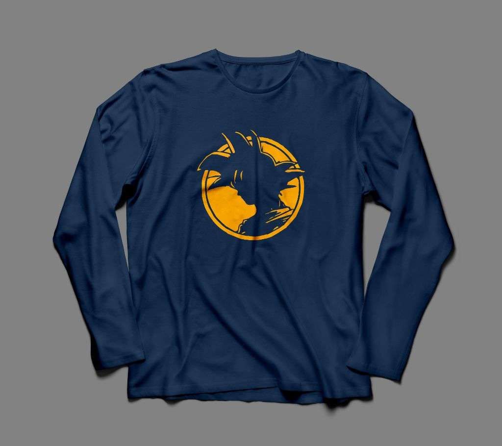 ANGRY GOKU LONG SLEEVE NAVY BLUE  COTTON TSHIRT FOR MEN