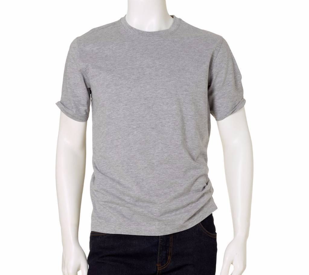 Gents Round Neck Grey Melange Color T-Shirt
