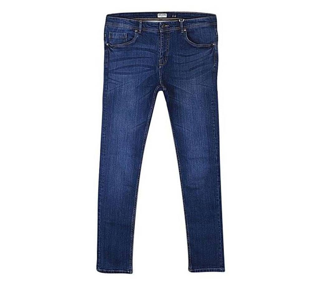 Blue Cotton Skinny Jeans For Men